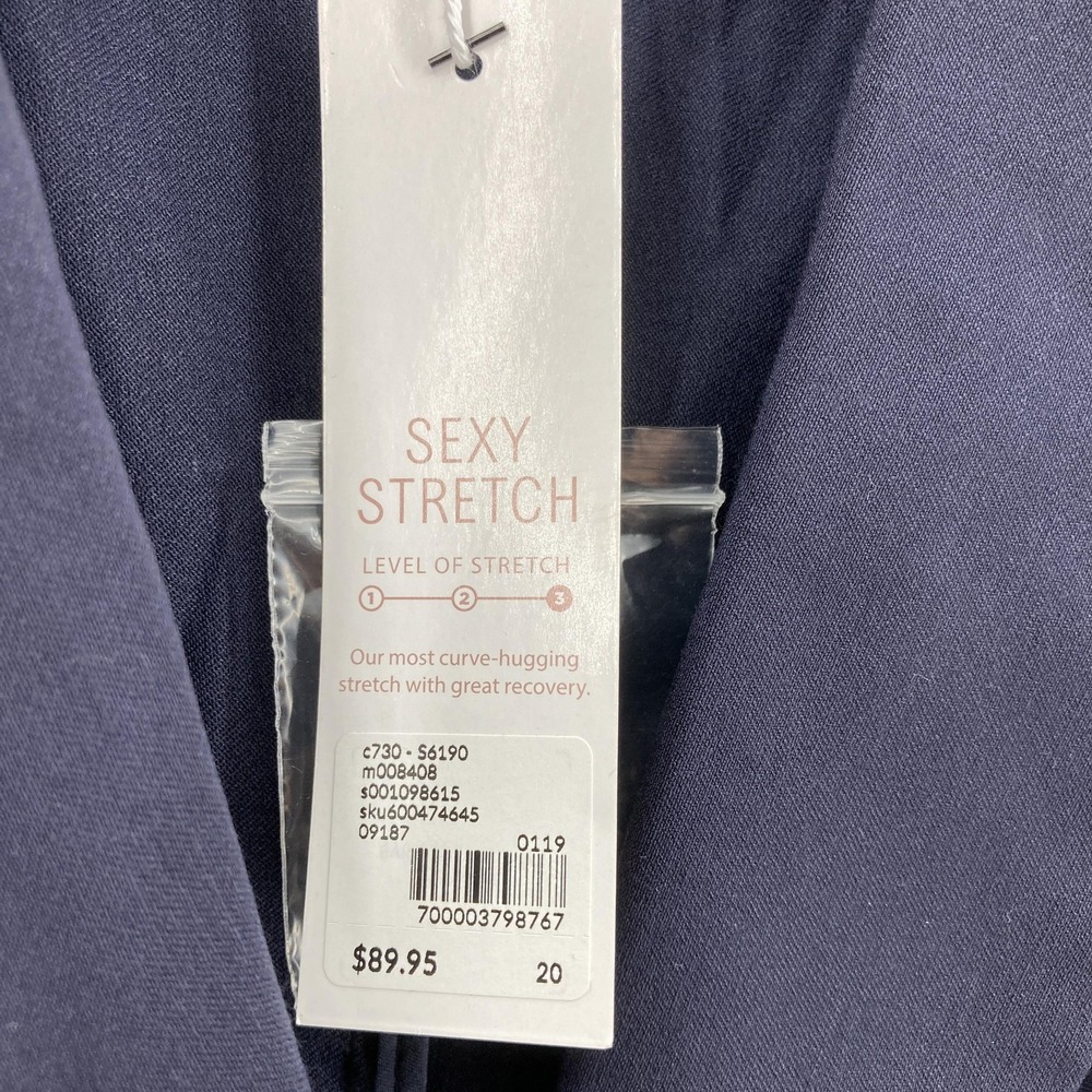 Lane Bryant The Bryant Blazer Womens 20 Navy Blue Sexy Stretch Gold Button NWT - Picture 5 of 16